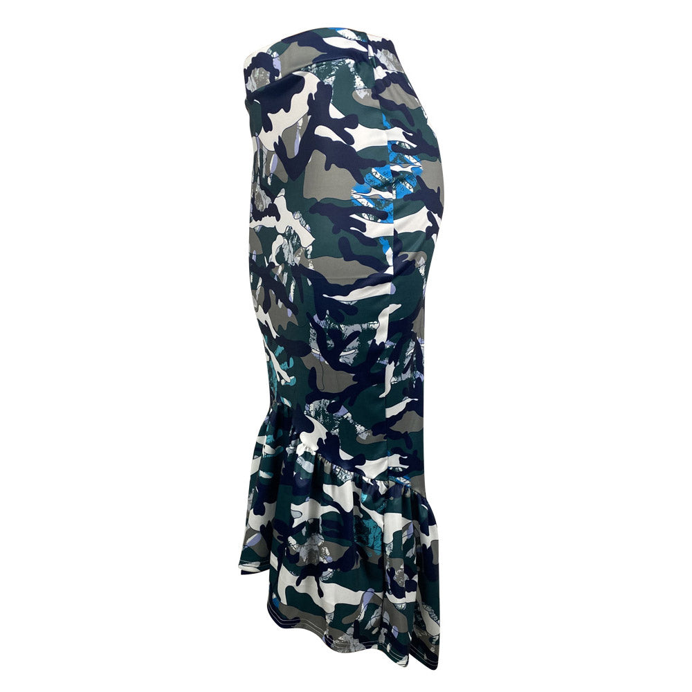 Ankle-Length Camouflage Print Mermaid Fashion Women's Skirt