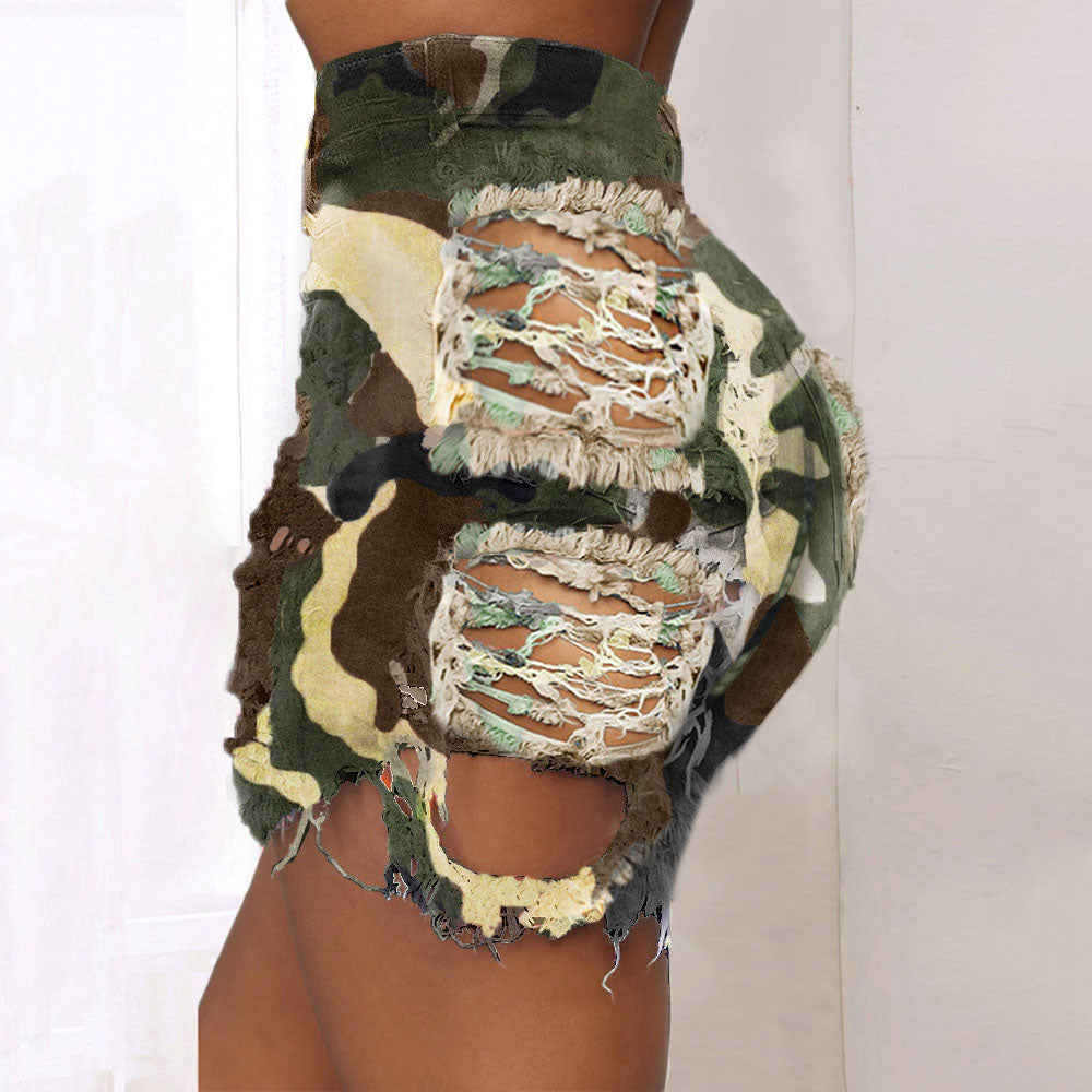 Camouflage Zipper Skinny Women's Shorts