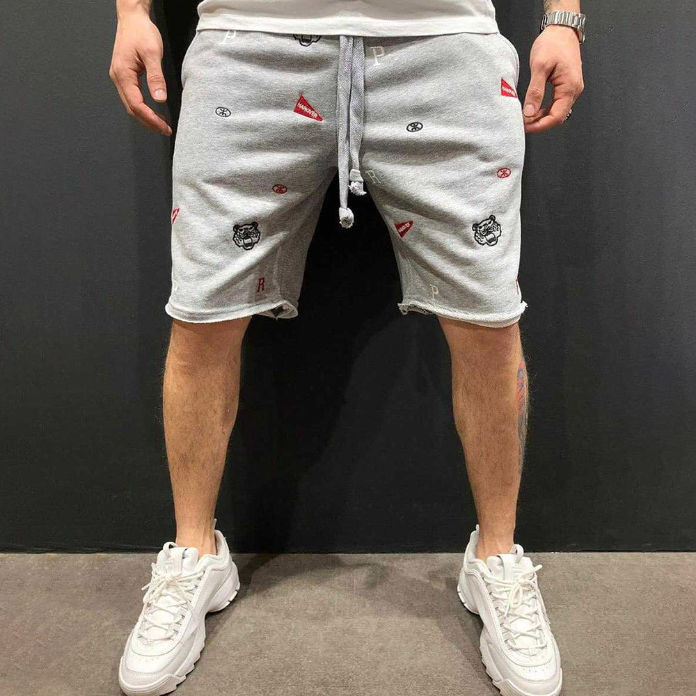 Straight Harem Embroidery Cartoon Casual Men's Shorts