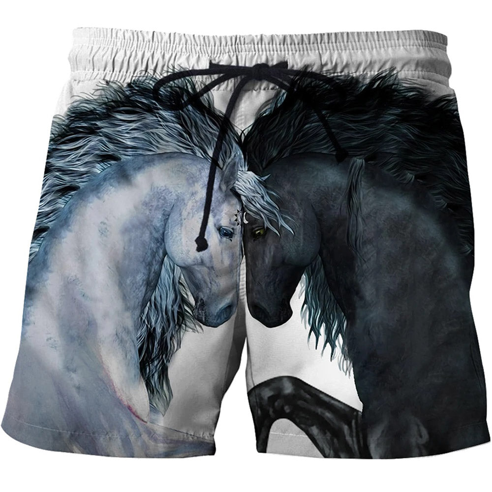 Animal Patchwork Slim Mid Waist Men's Shorts