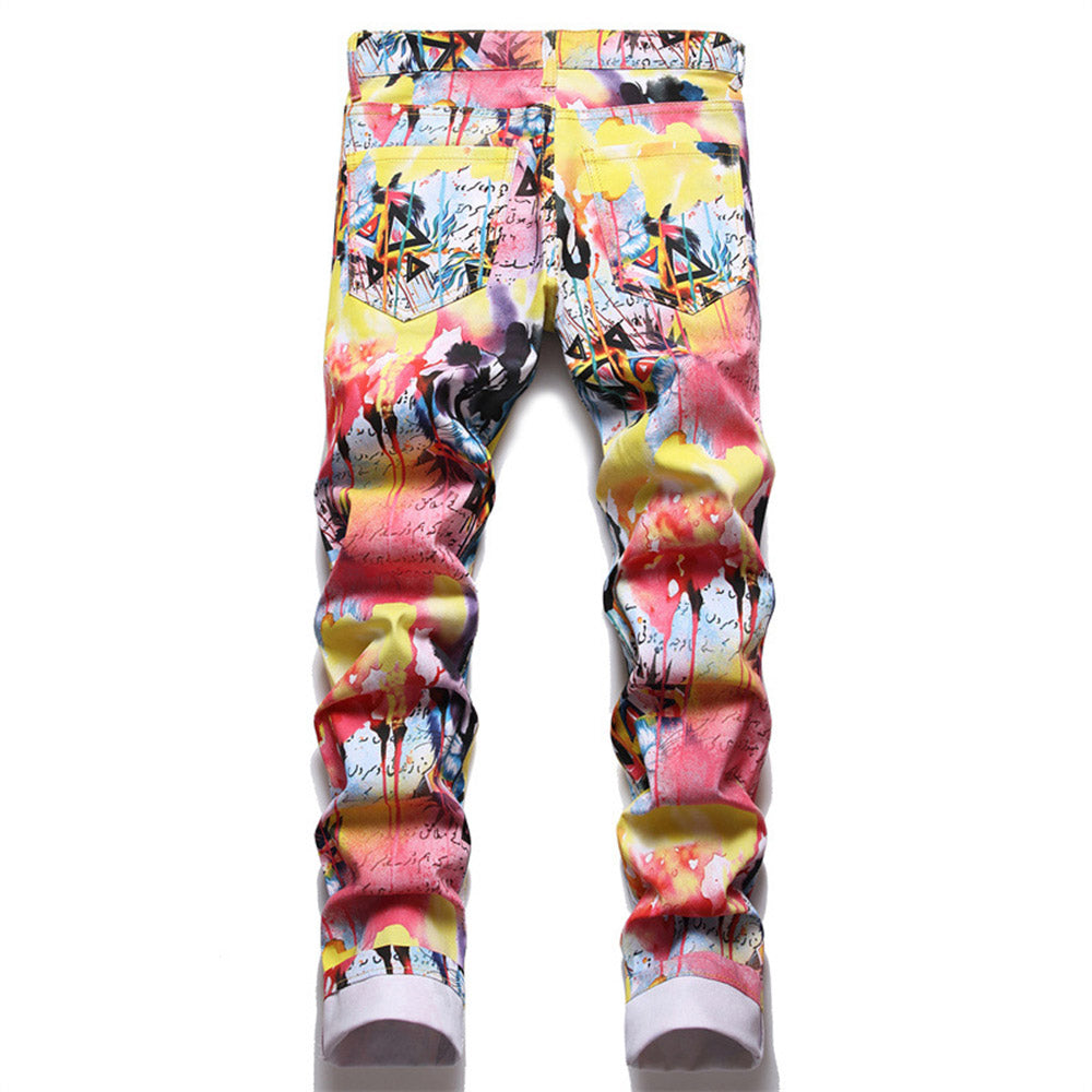 Print Straight Zipper Men's Casual Pants