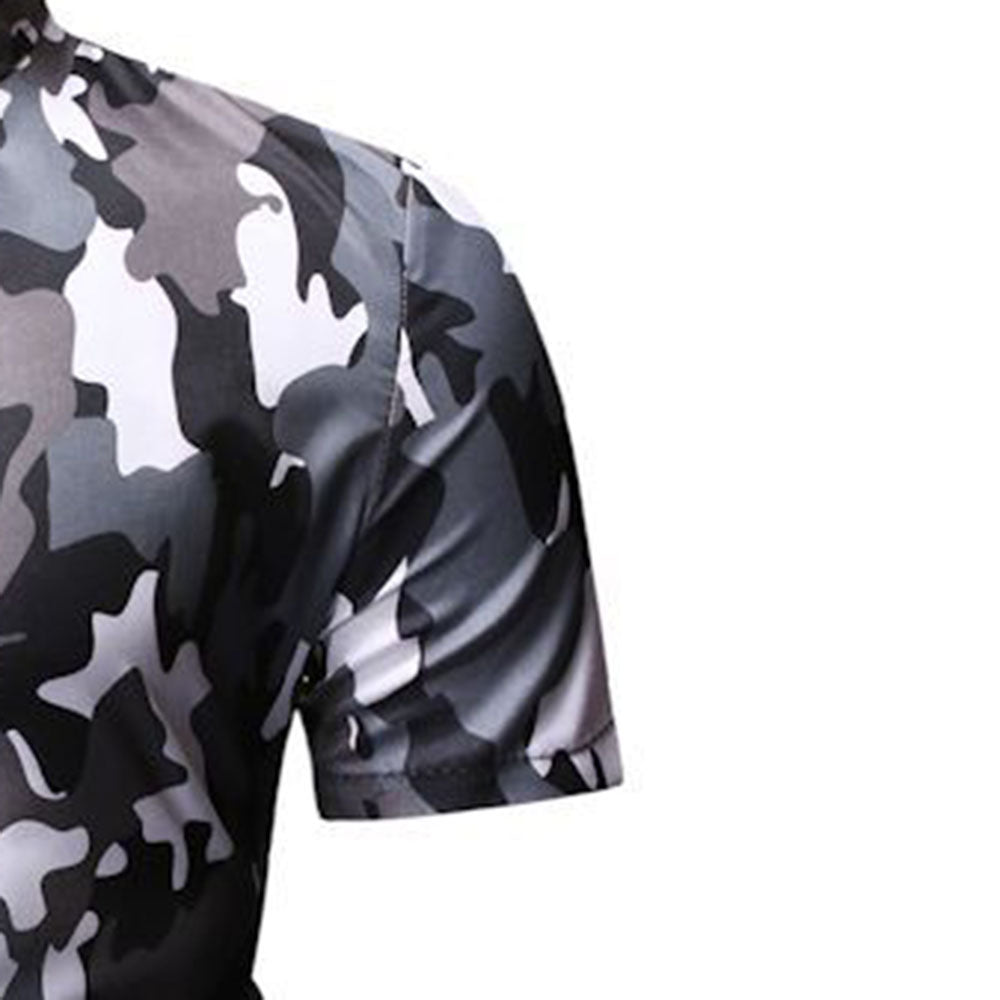 Lapel Button Camouflage Casual Single-Breasted Men's Shirt