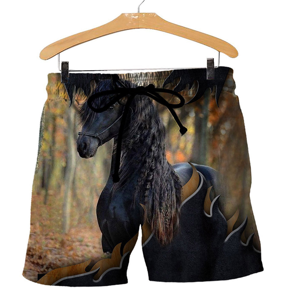 Loose Patchwork Animal Casual Men's Shorts