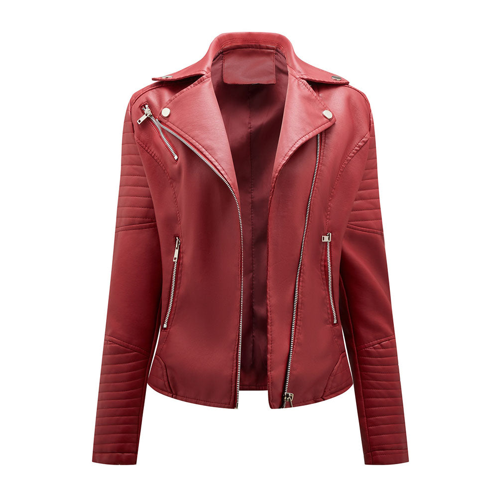 Standard Zipper Slim Fall Women's PU Jacket