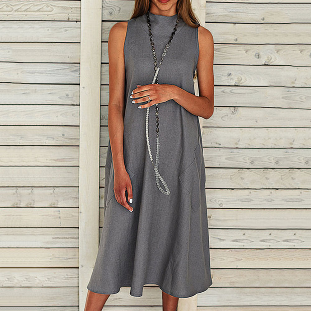 Mid-Calf Pocket Sleeveless Pullover Women's Dress