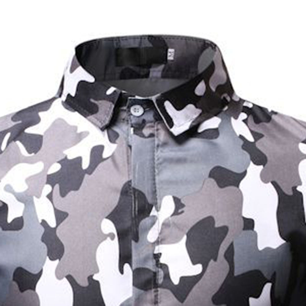 Lapel Button Camouflage Casual Single-Breasted Men's Shirt