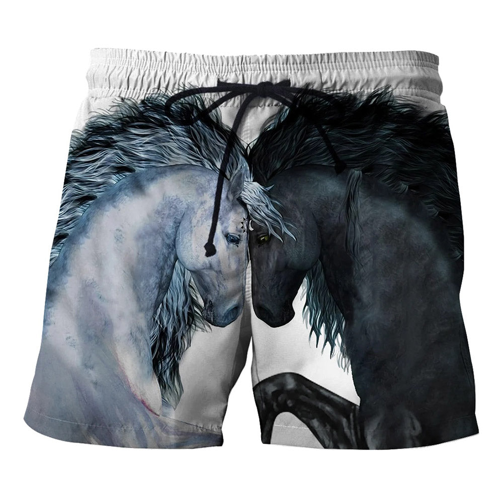 Animal Patchwork Slim Mid Waist Men's Shorts