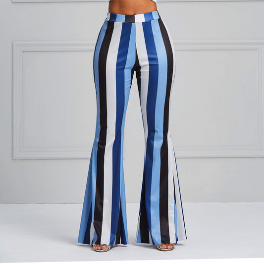 Print Stripe Skinny Full Length Women's Casual Pants