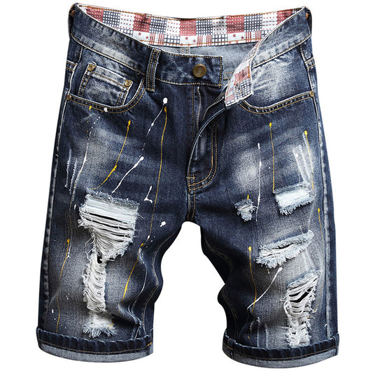 Paint Splatters Straight Mid Waist Men's Shorts