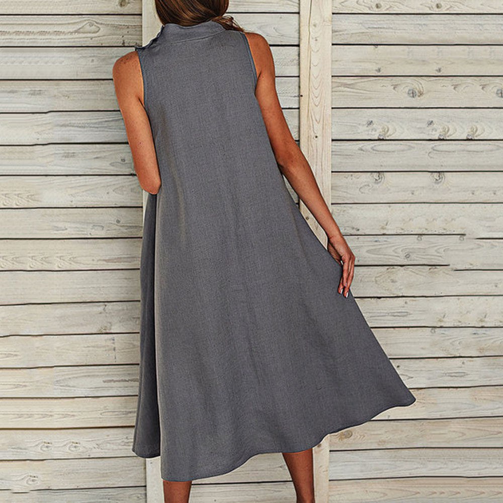 Mid-Calf Pocket Sleeveless Pullover Women's Dress