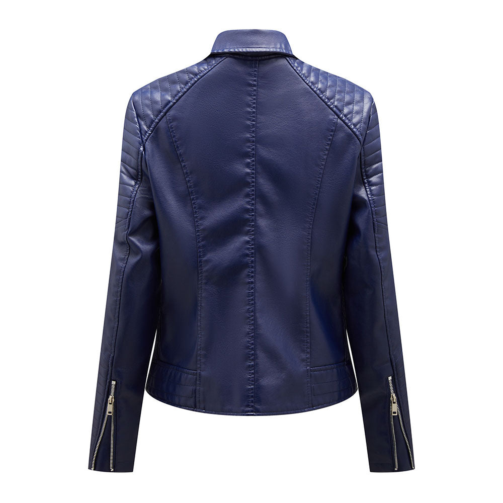 Standard Zipper Slim Fall Women's PU Jacket