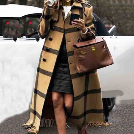 Single-Breasted Loose Regular Tassel Winter Women's Overcoat