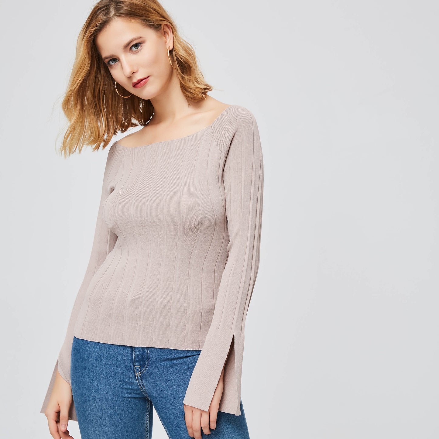 Flare Sleeve Backless Long Sleeve Women's Sweater