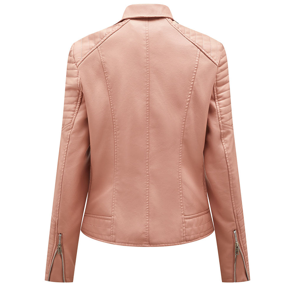 Standard Zipper Slim Fall Women's PU Jacket