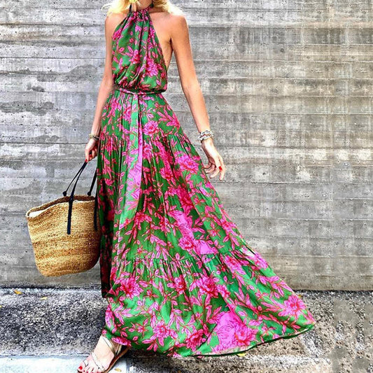 Print Sleeveless Floor-Length Summer Women's Dress