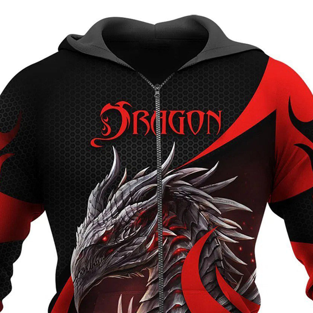 Viking Dragon Totem 3D All Over Gedruckt Zip Herren Sweatshirt