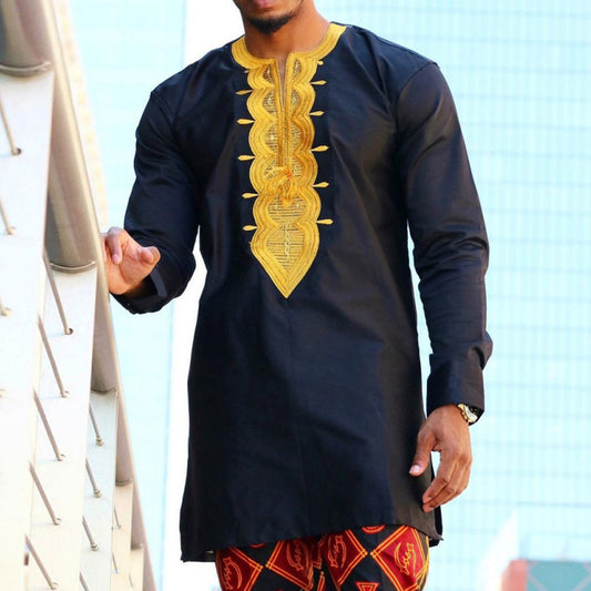 Dashiki Ethnic Color Block Fall Men's Shirt