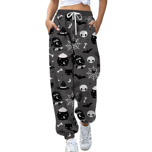 Loose Skull Print Pencil Pants Women's Casual Pants - Halloween Sale