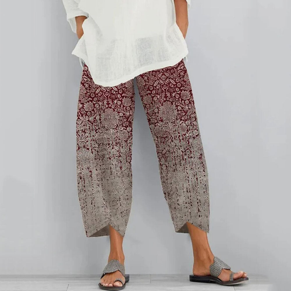 Print Loose Ankle Length Women's Casual Pants