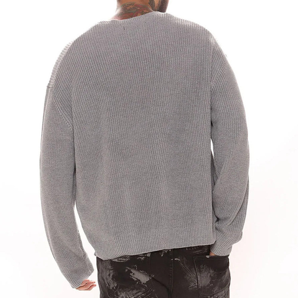 Plain Standard Round Neck Casual Men's Sweater