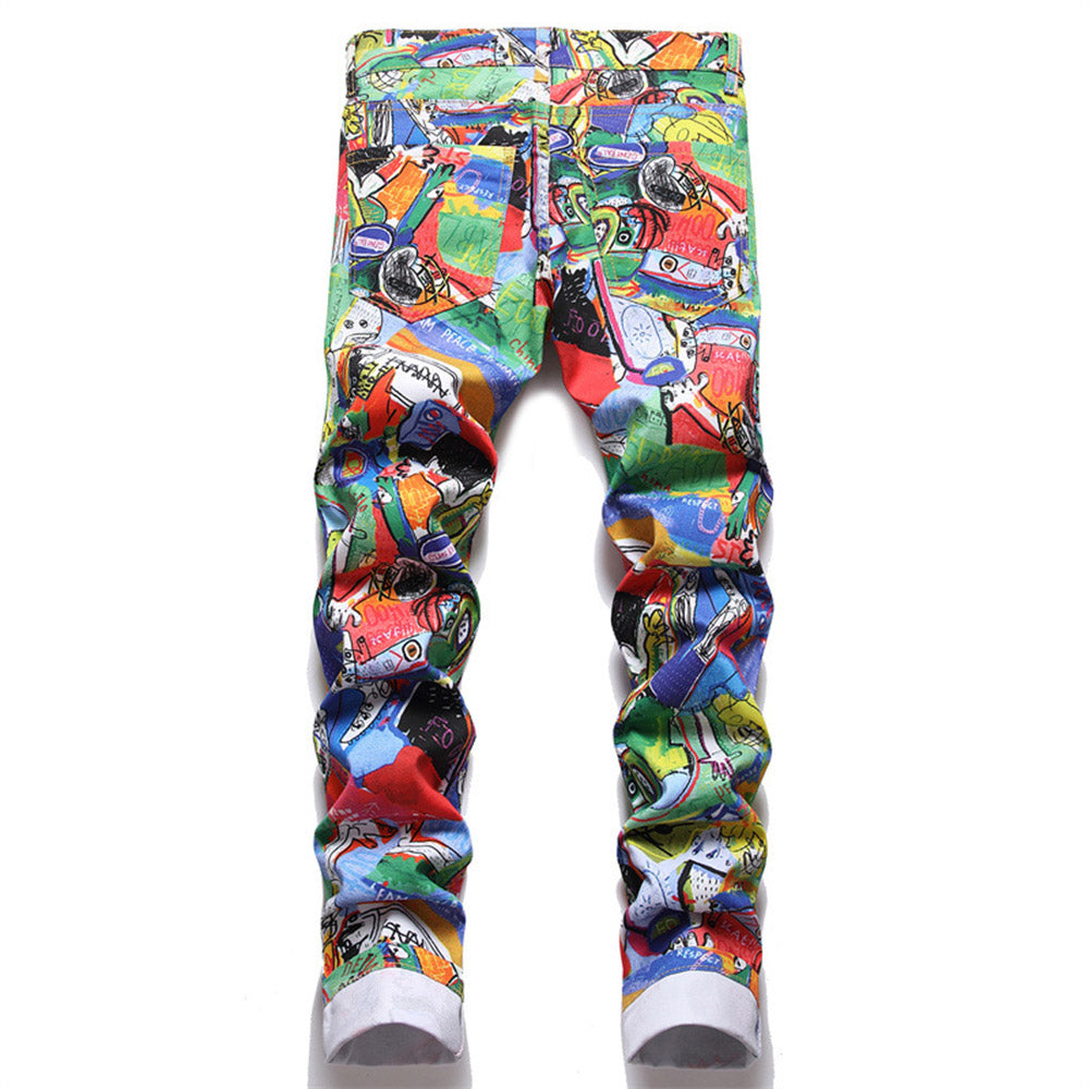 Print Straight Zipper Men's Casual Pants