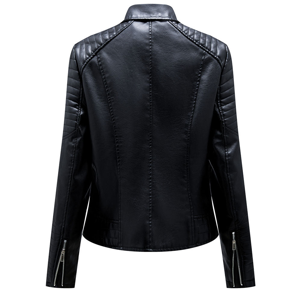 Standard Zipper Slim Fall Women's PU Jacket