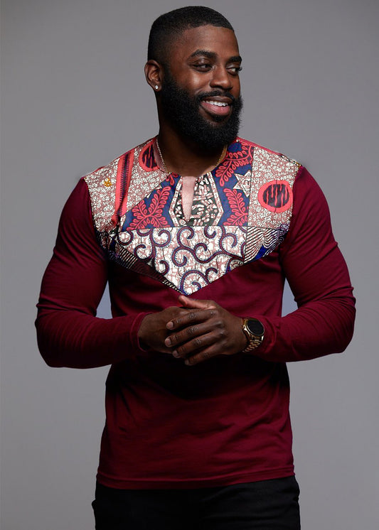 Floral African Ethnic Style Round Neck Straight Men's T-shirt