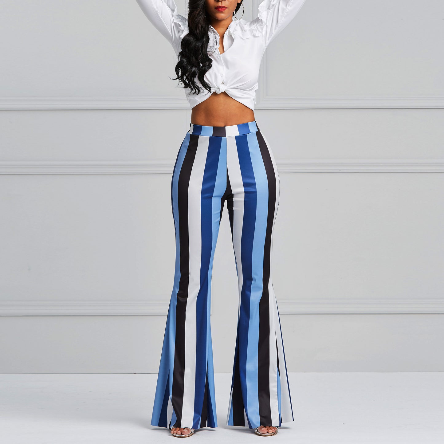 Print Stripe Skinny Full Length Women's Casual Pants