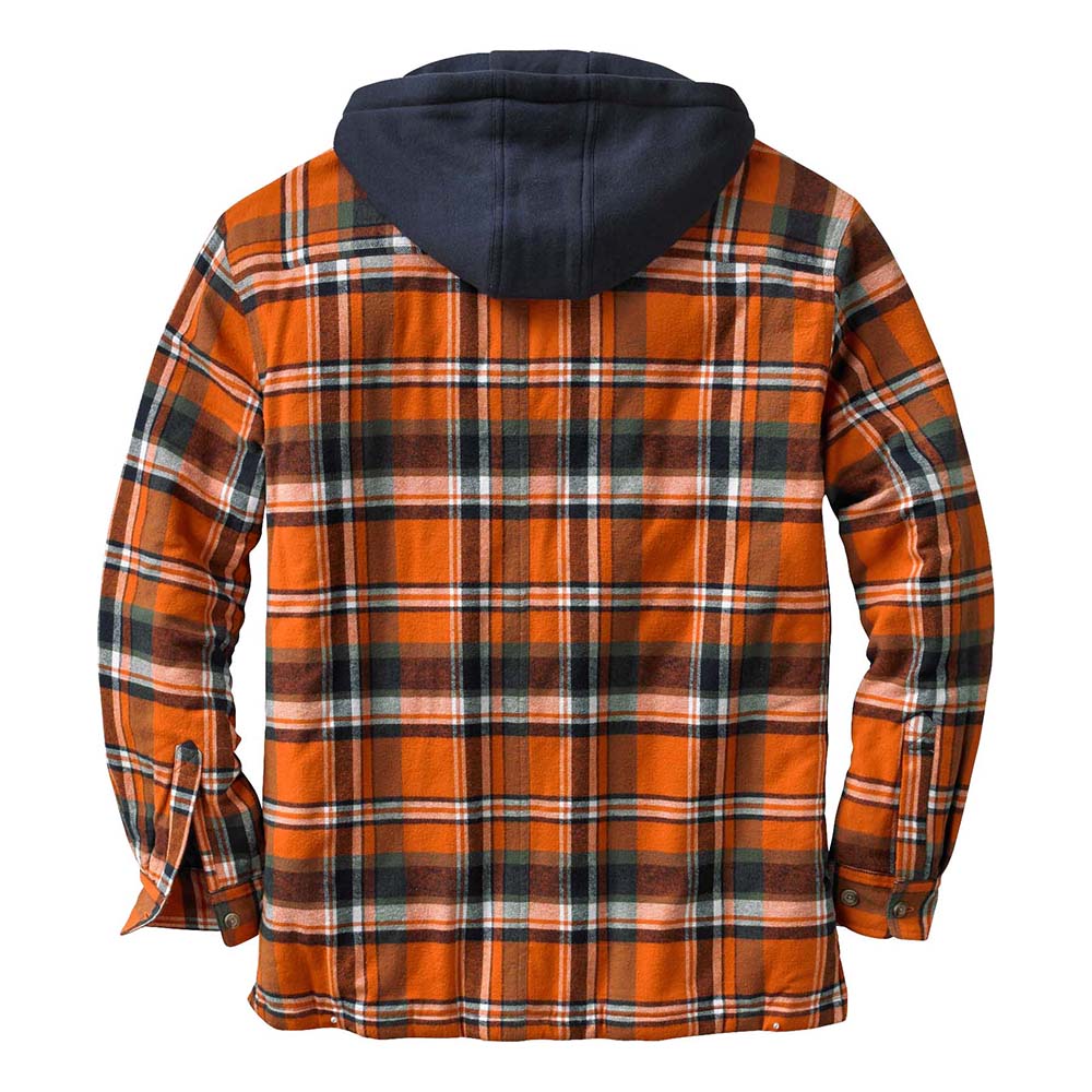 Pocket Thick Hooded Plaid Zipper Men's Jacket