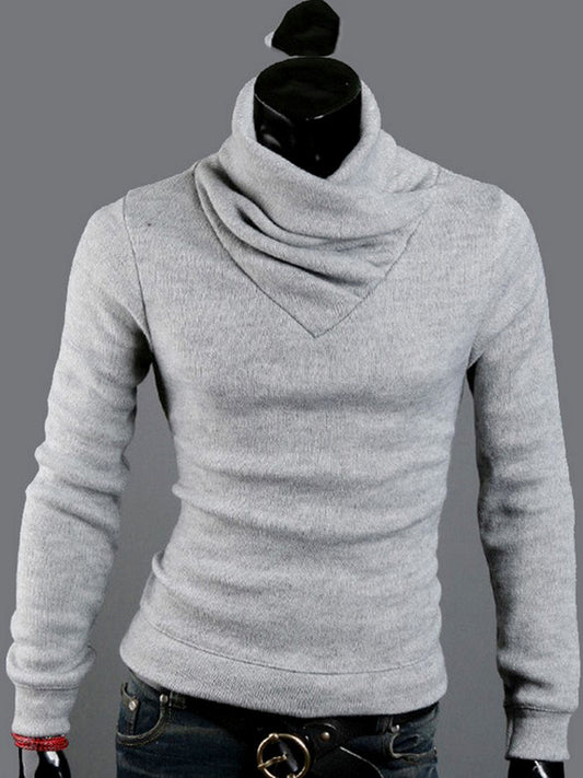 Heap Collar Standard Plain Winter Men's Sweater