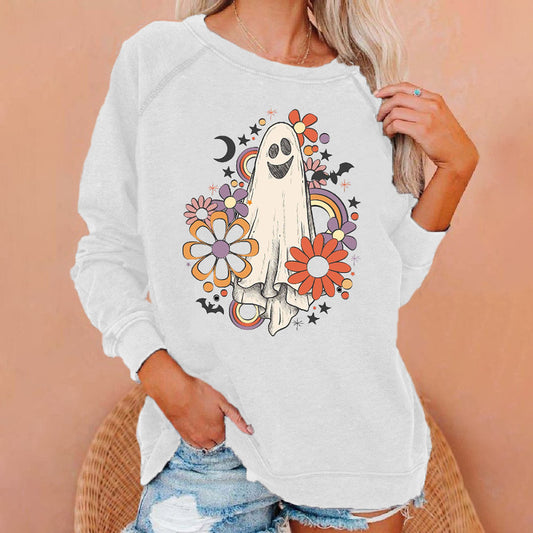 Happy Halloween Hoodies | Print Floral Raglan Sleeve Long Sleeve Women's Hoodie