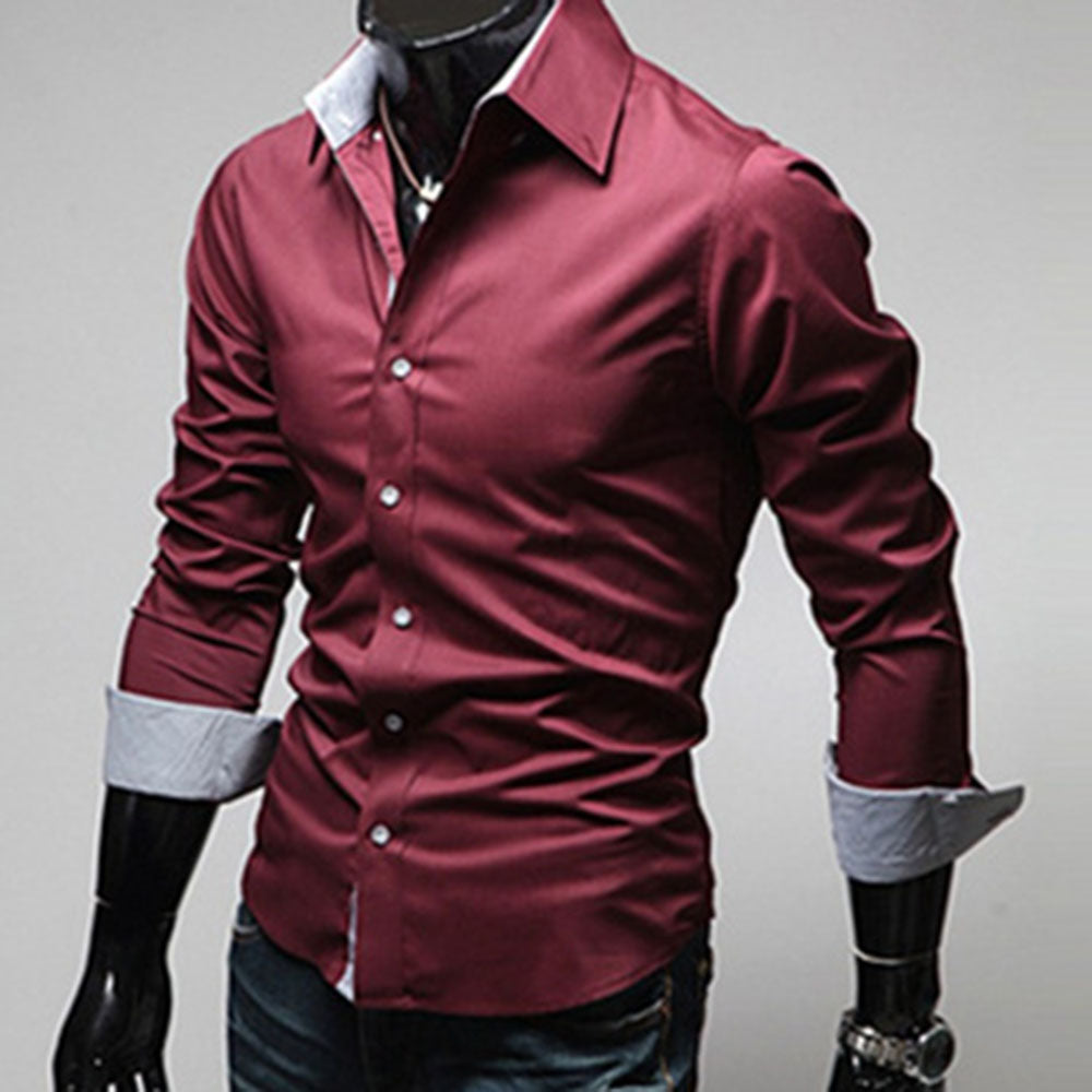 Casual Plain Single-Breasted Men's Shirt