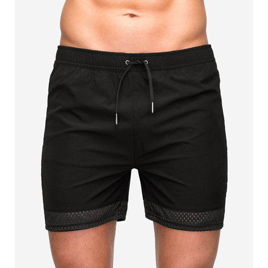 Plain Lace-Up Slim Casual Men's Shorts