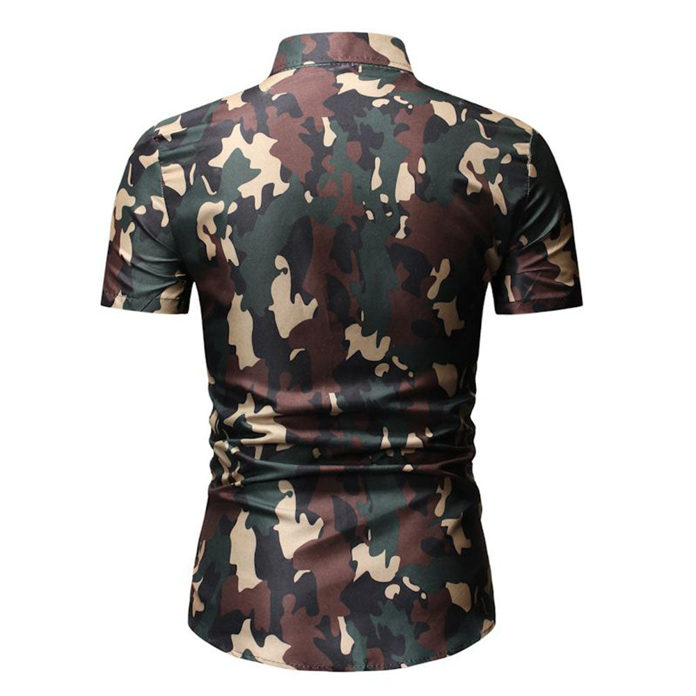 Lapel Button Camouflage Casual Single-Breasted Men's Shirt