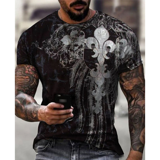 Round Neck Patchwork Casual Slim Men's T-shirt