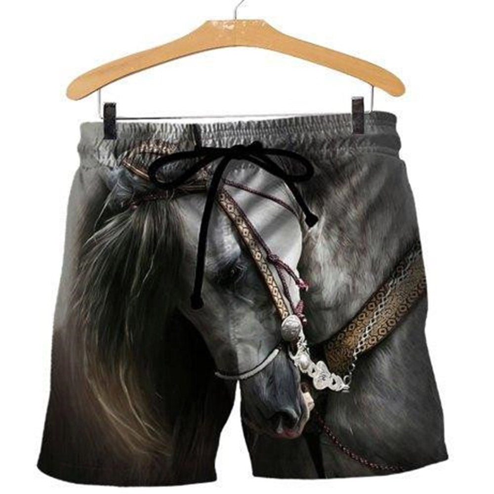 Loose Patchwork Animal Casual Men's Shorts