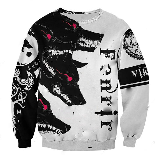 Wolf Viking 3D All Over Printed Men's Hoodies