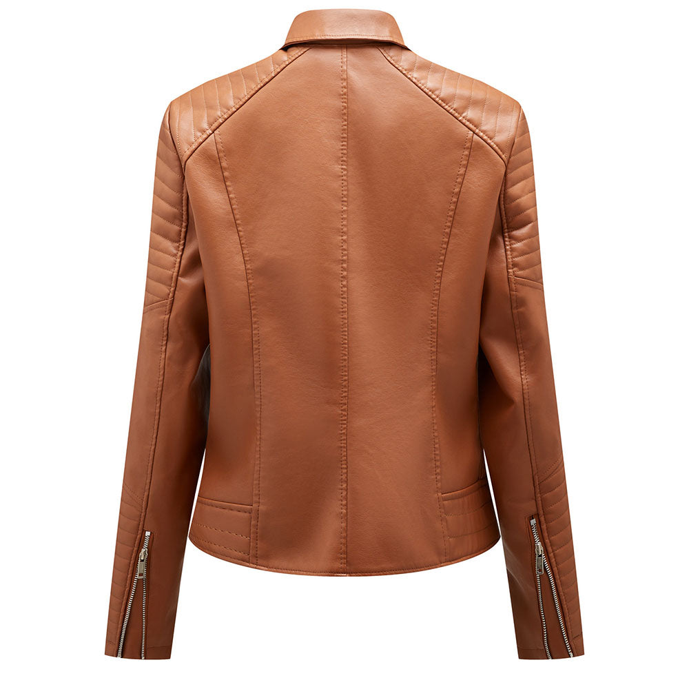 Standard Zipper Slim Fall Women's PU Jacket