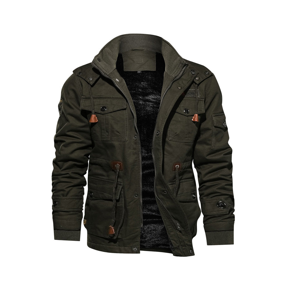 Stand Collar Plain Zipper Men's Jacket