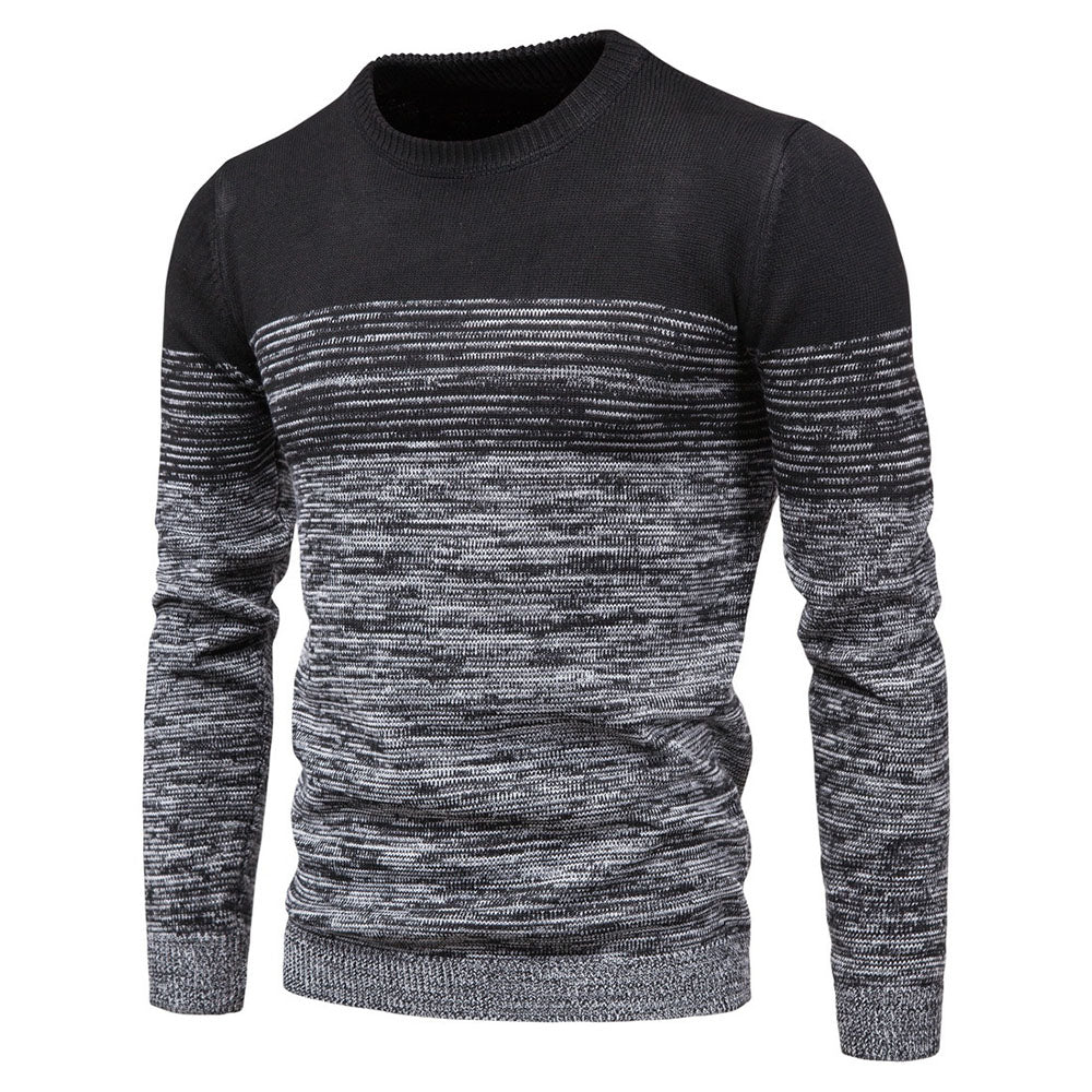 Round Neck Standard Patchwork Color Block European Men's Sweater