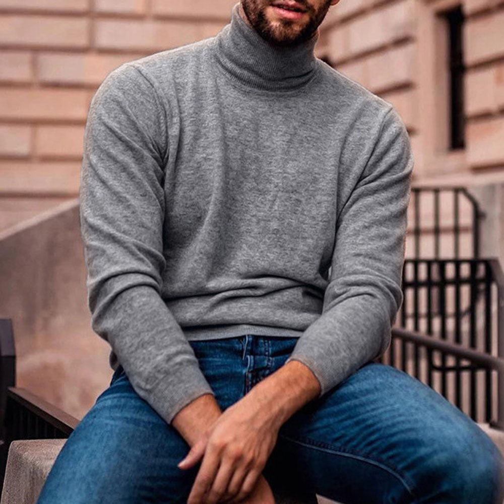 Standard Plain Turtleneck Straight Men's Sweater