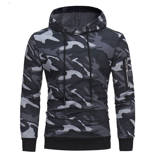 Pullover Patchwork Fleece Camouflage Casual Men's Hoodies