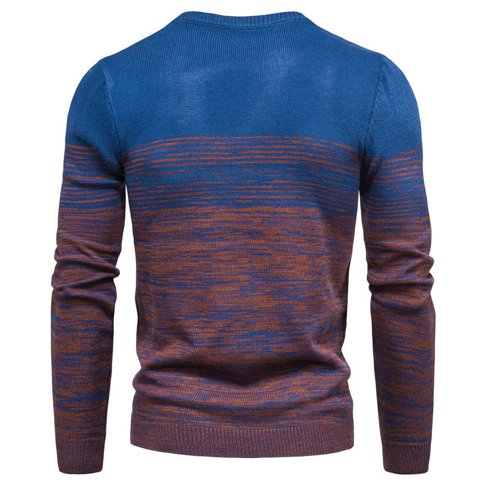 Round Neck Standard Patchwork Color Block European Men's Sweater