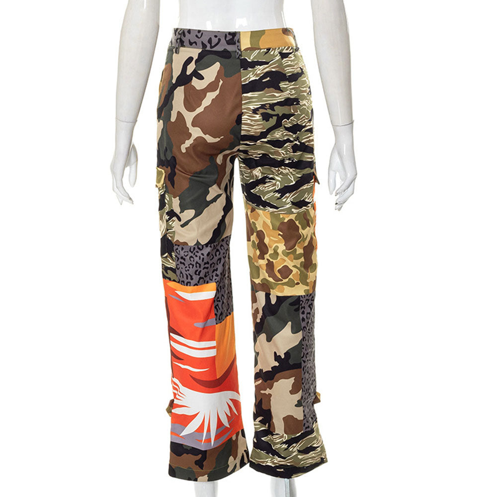 Pocket Camouflage Slim Full Length Women's Casual Pants