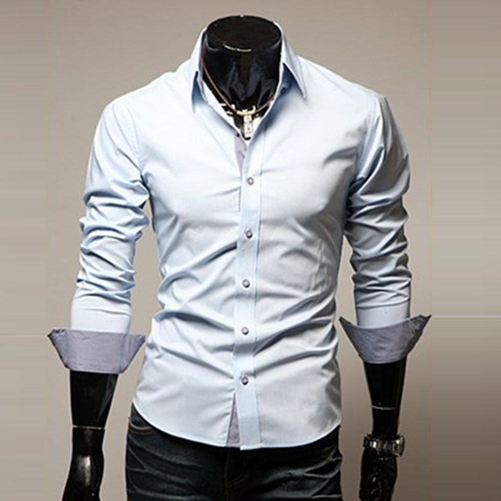 Casual Plain Single-Breasted Men's Shirt