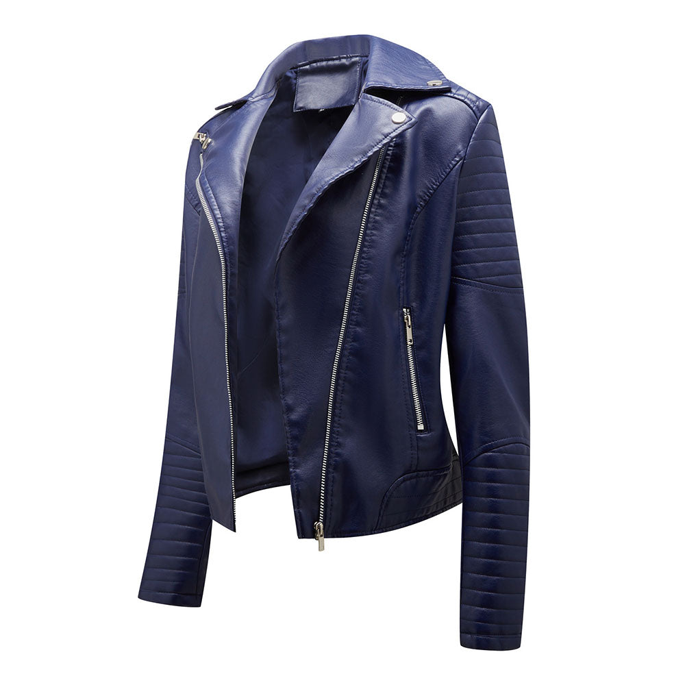 Standard Zipper Slim Fall Women's PU Jacket