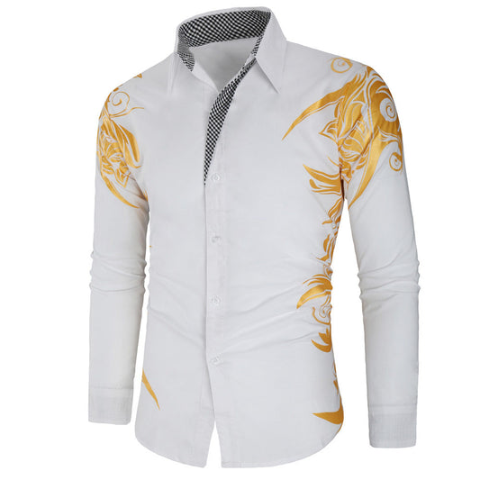 Casual Lapel Floral Print Single-Breasted Men's Shirt