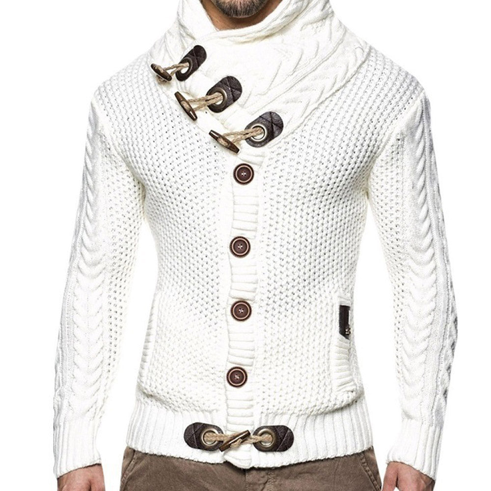 Button Plain Standard Winter Men's Sweater