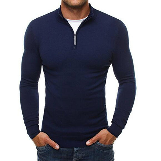 Standard Plain Stand Collar Loose Men's Sweater