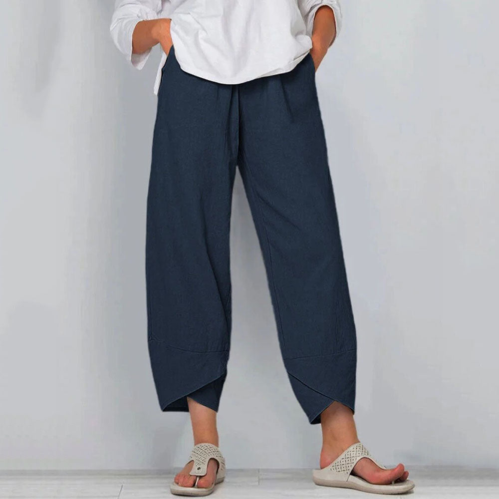 Plain Loose Ankle Length Women's Casual Pants